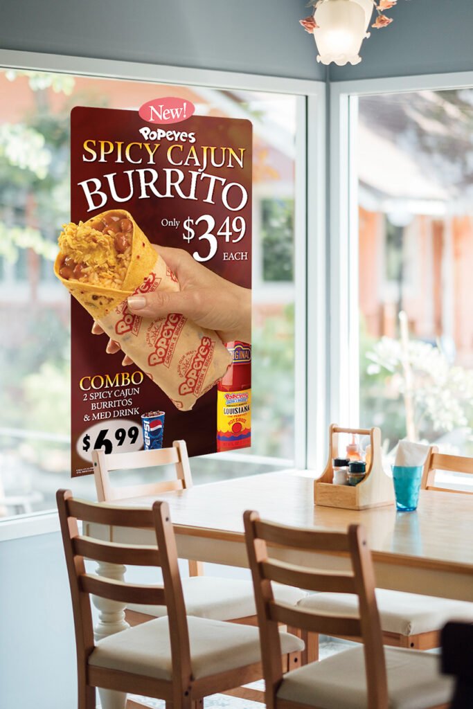 Julie Quigley - Graphic Design Portfolio - QSR Window Cling for Popeyes Restaurant