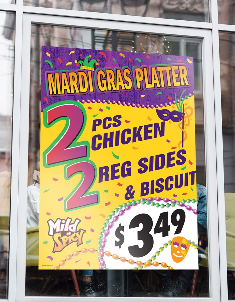 Julie Quigley - Graphic Design Portfolio - QSR Window Cling for Popeyes Restaurant