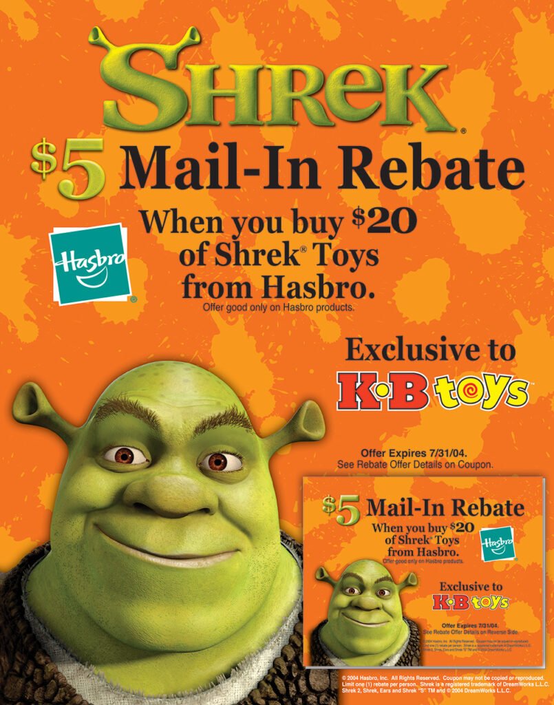 Julie Quigley - Graphic Design Portfolio - Shrek Promo and Coupon Tear